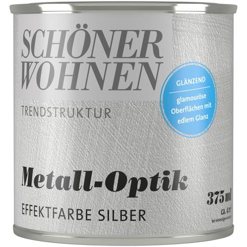 „SCHÖNER WOHNEN-FARBE Wand- und Deckenfarbe „“TRENDSTRUKTUR Metall-Optik““ Farben 375 ml, glänzende Effektfarbe für metallischen Look Gr. 0,37 l, silberfarben (silber) Wandfarbe bunt“