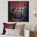 Red Barrel Studio® Robinho Orange & Brown Branches In Window II On Canvas Print Canvas in Blue/Orange/Pink | 16 H x 16 W x 1 D in | Wayfair