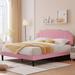 Wade Logan® Auxter Upholstered Platform Bed Frame w/ Adjustable Headboard Metal in Pink | 40.7 H x 53.9 W x 76.6 D in | Wayfair