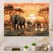 Bungalow Rose Orange African Safari w/ Elephants I - Animals Elephant Metal Wall Decor Metal in Brown/Gray/Orange | 24 H x 1 D in | Wayfair