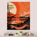 Red Barrel Studio® Orange Sun Sitting Mountain Top III - Landscape Modern Metal Wall Decor Metal in Black/Orange | 20 H x 12 W x 1 D in | Wayfair