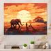 Red Barrel Studio® Orange African Safari w/ Elephants III - Animals Elephant Wall Decor in Orange/Red/Yellow | 16 H x 32 W x 1 D in | Wayfair