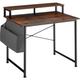 Desk with shelf and fabric bag - Corner desk, Computer desk, Office desk - Industrial wood dark, rustic 120 cm - Industrial wood dark, rustic