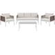 Modern 5-Seater Garden Sofa Set 2 Armchairs White and Brown Aluminium Borello - Brown