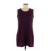 32 Degrees Casual Dress - Shift Scoop Neck Sleeveless: Purple Print Dresses - Women's Size Medium