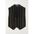 Ralph Lauren Collection - Embroidered Striped Crochet-knit Silk And Linen-blend Vest - Black