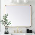 30-in W x 36-in H Soft Corner Metal Rectangular Wall Mirror in Brass