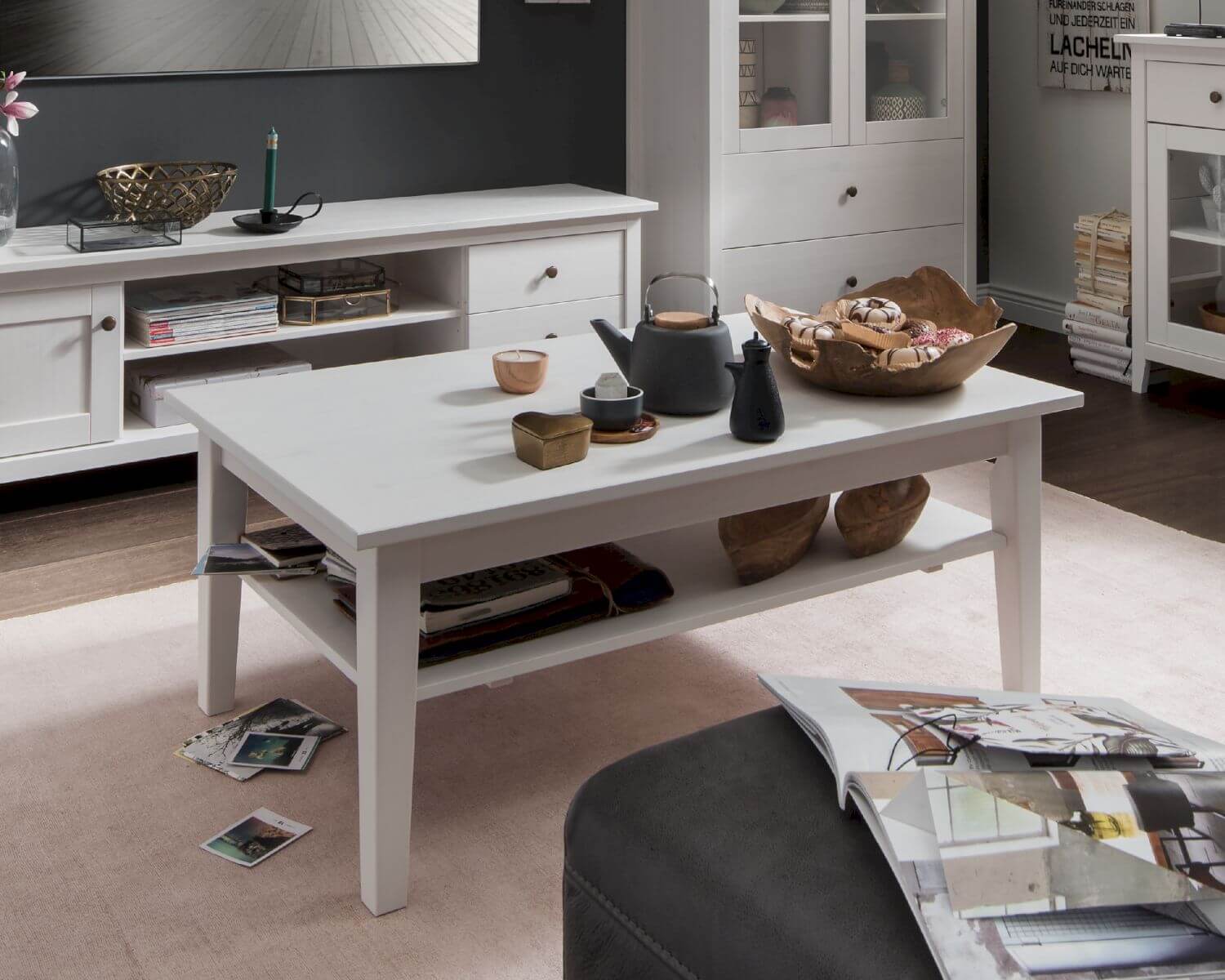 Massivholz »Solvita« Couchtisch Kiefer weiß Image
