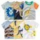 2024 Sommer Kinder Kleidung Jungen Mädchen Kurzarm T-Shirt Tops Kinder Hund Löwe Giraffe Cartoon