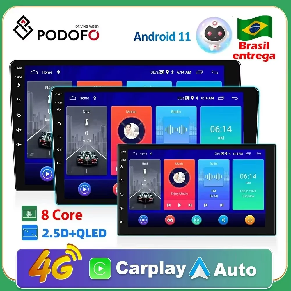 Podofo 8G 128G 2din Auto Android Radio Multimedia Player 7/9/10 "GPS für Toyota Volkswagen Hyundai Nissan Kia Renault Suzuki Lada Image