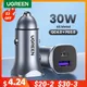 UGREEN 30W Car Charger USB Type C Fast Charger QC 4.0 3.0 PD 20W Quick Charging for iPhone 15 14 13