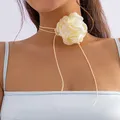 Long Rope with Big Flower Choker Necklace for Women Elegant Lace-up Rope Chain Necklace on Neck 2023