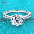 Smyoue White Gold 2ct 100% Moissanite Engagement Ring for Women S925 Sterling Silver Lab Diamond