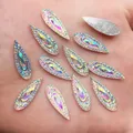 60PCS shiny AB Resin 6*20mm Peacock eye Teardrop Flat back rhinestone scrapbook DIY Wedding applique