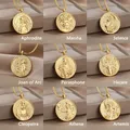 14 Style Vintage Greek Goddess Coin Necklace For Women Stainless Steel Hera Mulan Selene Persephone