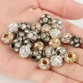 10pcs/lot Round Rhinestone Crystal Spacer Copper Beads Bronze Rose Gold Plated Disco Ball Bead for