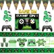 Game On Party Birthday cup paper plate straws tableware tablecloth Boy Party Decor Banner Video Game