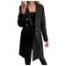 NECHOLOGY Petite Jackets Woman Artificial Wool Coat Lapel Elegant Blend Slim Female Long Coat Womens Hiking Jacket Black X-Large