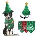 KYAIGUO Pet Hat Bandana Set Christmas Elements Ornaments Hat Height 6.3inch Bandana 25.6x17.7in