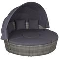 4 Piece Patio Set with Cushions Poly Rattan Gray