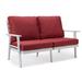 Leisuremod Walbrooke Patio Loveseat with White Aluminum Frame and Removable Cushions - 56.69