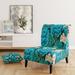 Designart "Watercolor Blue Roses With White Plumera Flowers" Upholstered Patterned Accent Chair and Arm Chair