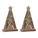 2 Wood Carved Nativity Scene Tree Christmas Tabletop Decorations 10.5"