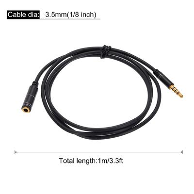 3.5mm Aux Extension Cable Male to Female Audio HiFi Headphone Cord