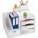 SSAWcasa 4-Tier Office Supplies Desk File Organizer with Pen Holder Document A4 Paper Letter Tray Organizer Desktop Organizer for Office School Home (White)