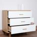Three Drawer Storage Cabinet Dresser Bedside Table Chest Solid Wood Feet and Handles