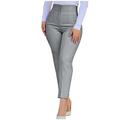 RYRJJ Women s Cropped Dress Pants with Pockets Business Office Casual Pleated High Waist Slim Fit Pencil Pants for Work Trousers(Gray L)