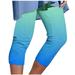 RYRJJ Capri Pants for Women Casual Summer Pull On Yoga Dress Capris Work Jeggings Trendy Print Athletic Golf Crop Pants with Pockets(Green 3XL)