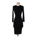 Boohoo Casual Dress - Bodycon Crew Neck 3/4 sleeves: Black Print Dresses - Women's Size 2