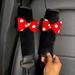 2Pcs Cute Women Bowknot Soft Plush Car Seat Belt Cover Velvet Auto Seat Belt Shoulder Strap Harness Cushion Protector Pads