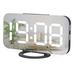 Mirror Surface Alarm Clock Digital Automatic dimming LED Light Display Time Date Office Home Clock Black