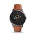 Men's Fossil Black/Brown Nichols College Bison Minimalist Slim Light Brown Leather Watch