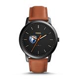 Men's Fossil Black/Brown Texas Tyler Patriots Minimalist Slim Light Brown Leather Watch