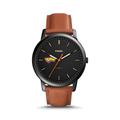 Men's Fossil Black/Brown Wisconsin-Stevens Point Pointers Minimalist Slim Light Brown Leather Watch