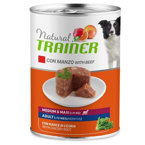 24 x 400 g Natural Trainer Medium & Maxi Adult Rind Nassfutter Hund