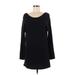 Bar III Casual Dress - Shift Boatneck Long sleeves: Black Print Dresses - Women's Size Medium