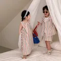 Tenues d'été Brother ajustables pour enfants chemise rayée à manches courtes et short robe en