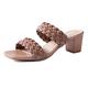 N.N.G Women Heels Sandals Woven Chunky Heels Braided Nude Square Toes Leather Comfortable Strappy Dress Casual Pumps Mules Sandals, 2'' Heels Nude, 5.5 UK