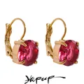 Yhpup Luxury Colorful Shiny AAA Cubic Zirconia Stainless Steel Round Ear Clasp Hoop Earrings Wedding