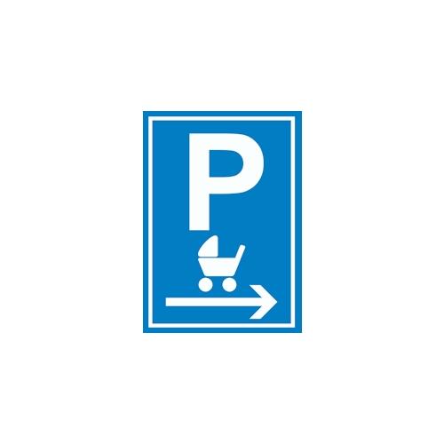 Kinderwagen Parkplatz rechts Schild A2 Rückseite selbstklebend