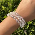 Fengbaowu – Bracelet à Quartz en pierre naturelle blanche claire diamant perles à facettes pierre
