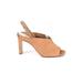 1.State Heels: Slingback Chunky Heel Chic Tan Print Shoes - Women's Size 6 - Open Toe