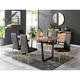 Furniture Box Kylo Brown Wood Effect Dining Table and 6 Black Milan Gold Leg Chairs