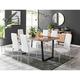 Furniture Box Kylo Brown Wood Effect Dining Table and 6 White Milan Chrome Leg Chairs