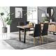 Furniture Box Kylo Brown Wood Effect Dining Table and 4 Black Milan Gold Leg Chairs