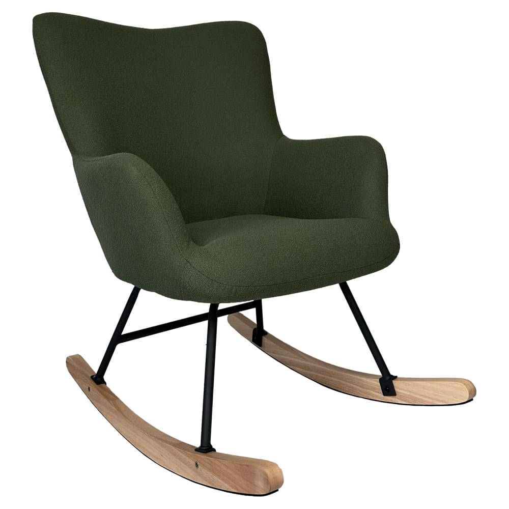 Fauteuil à bascule en tissu boucle vert kaki